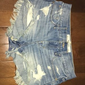 Ripped jean shorts